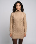 Rosie | Women’s Cable Knit Mini Sweater Dress | Jumper Dress with Roll Neck and Long Sleeves-Dresses-Ellegamo