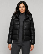 Sophie | Women’s Hooded Puffer Jacket | Quilted Coat with Zip Front and Gathered Cuffs-Puffer Jackets-Ellegamo