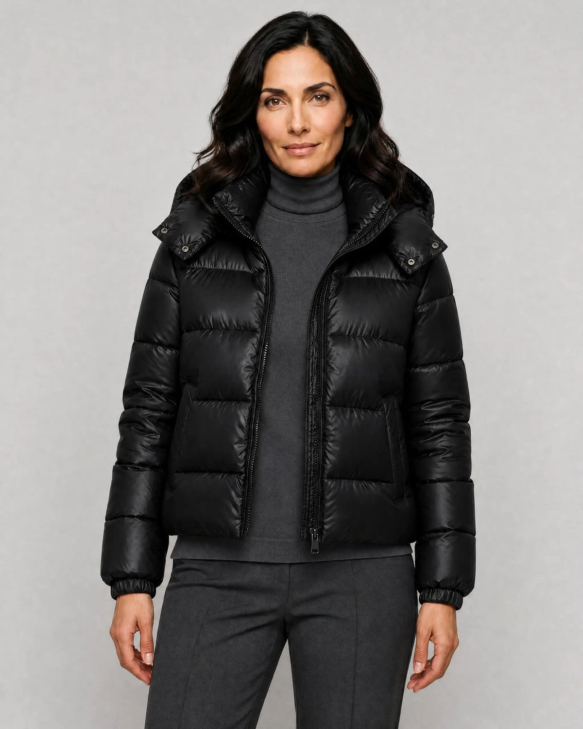 Sophie | Women’s Hooded Puffer Jacket | Quilted Coat with Zip Front and Gathered Cuffs-Puffer Jackets-Ellegamo