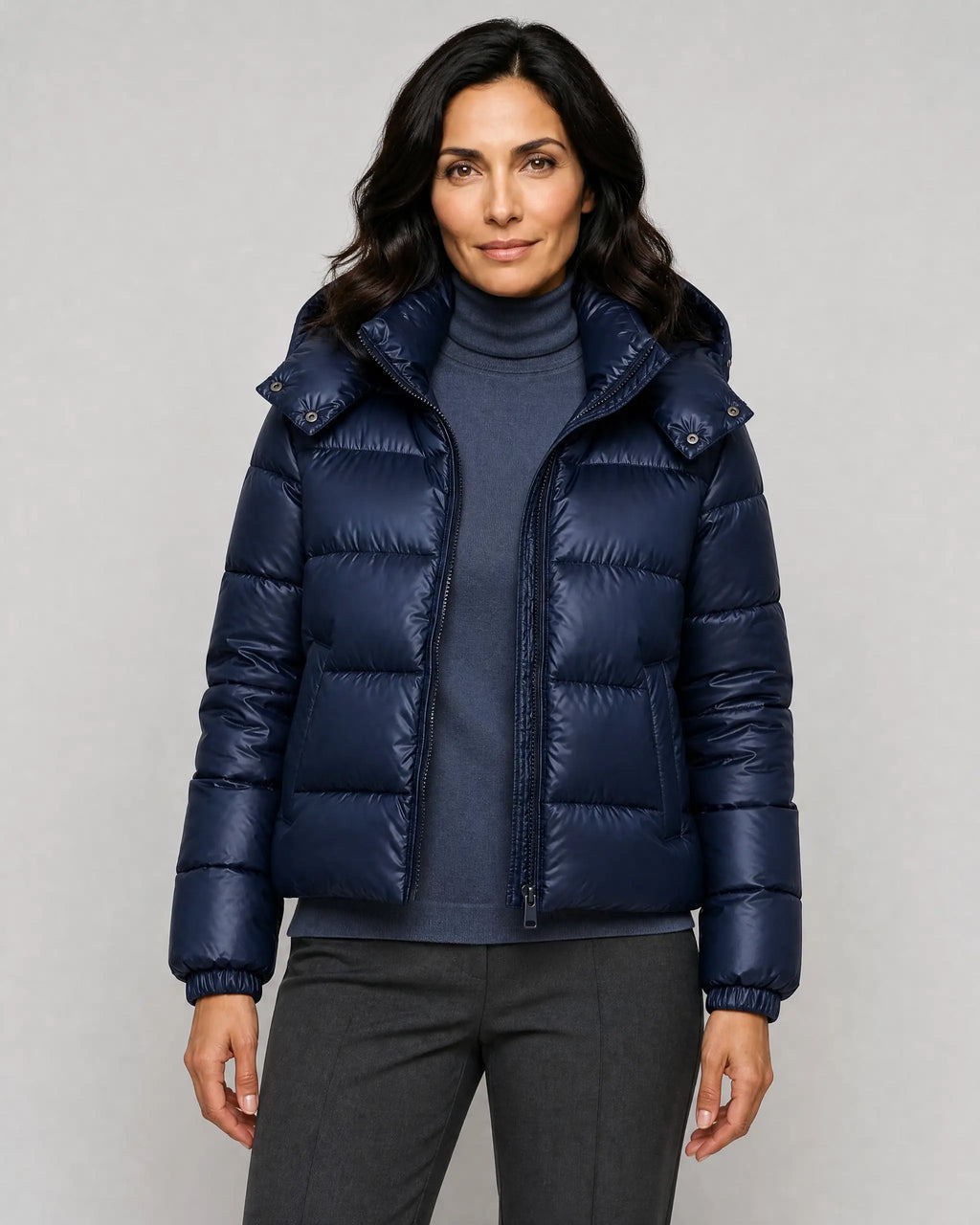 Sophie | Women’s Hooded Puffer Jacket | Quilted Coat with Zip Front and Gathered Cuffs-Puffer Jackets-Ellegamo