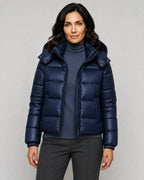 Sophie | Women’s Hooded Puffer Jacket | Quilted Coat with Zip Front and Gathered Cuffs-Puffer Jackets-Ellegamo