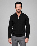 Thomas | Men’s Cable Knit Quarter Zip Sweater | Pullover Jumper with Fold-Over Collar and Ribbed Cuffs-Men Sweaters-Ellegamo