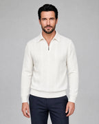 Thomas | Men’s Cable Knit Quarter Zip Sweater | Pullover Jumper with Fold-Over Collar and Ribbed Cuffs-Men Sweaters-Ellegamo