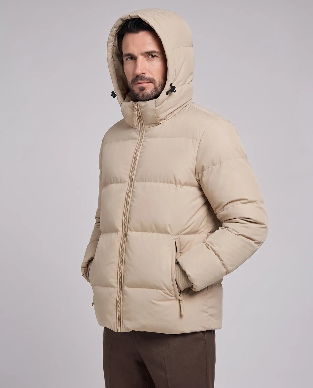 William | Men’s Hooded Puffer Jacket | Quilted Coat with Zip Front and Ribbed Cuffs-Men's Coats & Jackets-Ellegamo