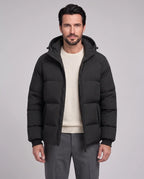 William | Men’s Hooded Puffer Jacket | Quilted Coat with Zip Front and Ribbed Cuffs-Men's Coats & Jackets-Ellegamo