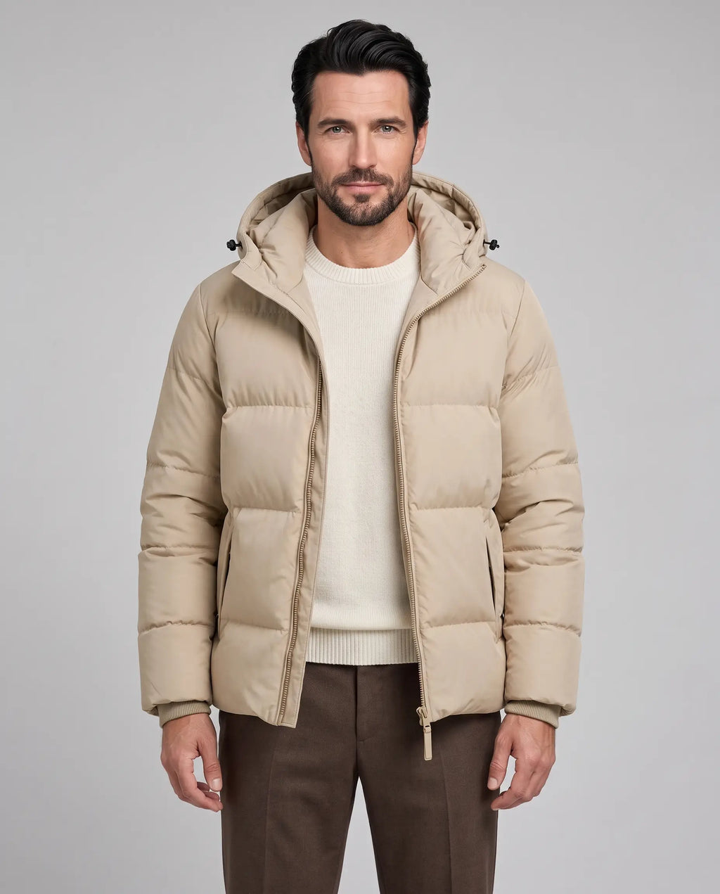 William | Men’s Hooded Puffer Jacket | Quilted Coat with Zip Front and Ribbed Cuffs-Men's Coats & Jackets-Ellegamo